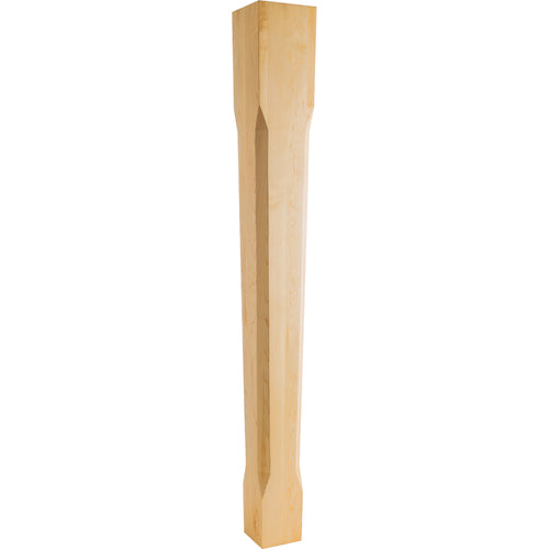 Modern Tapered Post with Chamfer Edges  -Unfinished (Rubberwood)