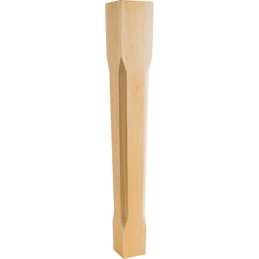 Modern Tapered Post with Chamfer Edges-Unfinished (Rubberwood)