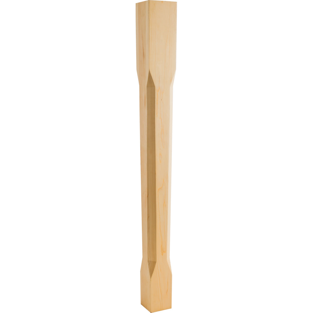 Modern Tapered Post with Chamfer Edges-Unfinished (Hard Maple)