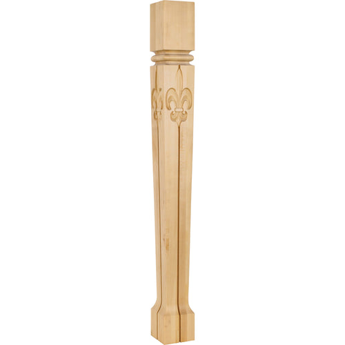Fleur-de-Lis Post with Bull Nose and Veritcal Groove-Unfinished (Cherry)