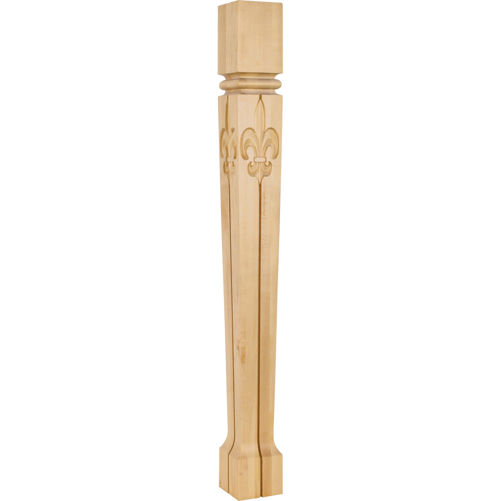 Fleur-de-Lis Post with Bull Nose and Veritcal Groove-Unfinished (Cherry)