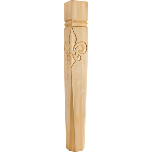 Fleur-de-Lis on Post with Beveled Edges-Unfinished (Rubberwood)