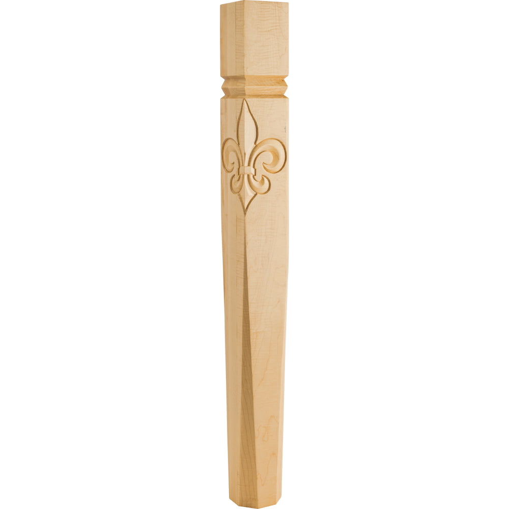 Fleur-de-Lis on Post with Beveled Corners-Unfinished (Rubberwood)