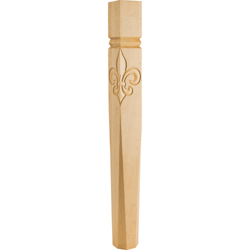 Fleur-de-Lis on Post with Beveled Corners-Unfinished (Hard Maple)