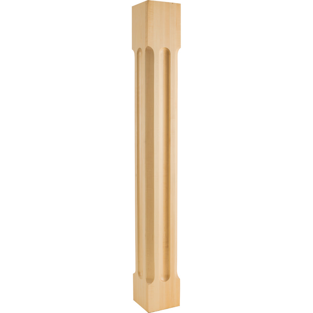 Modern Post with Scooped Edges and Center   -Unfinished (Hard Maple)