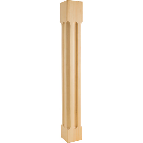 Modern Post with Scooped Edges and Center   -Unfinished (Rubberwood)