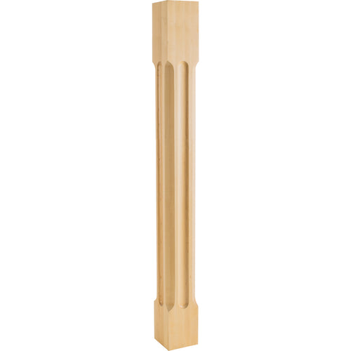 Modern Post with Scooped Edges and Center-Unfinished (Hard Maple)