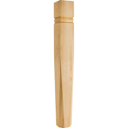 Modern Post with Double in.Vin. Grooves and Beveled Corners-Unfinished (Rubberwood)