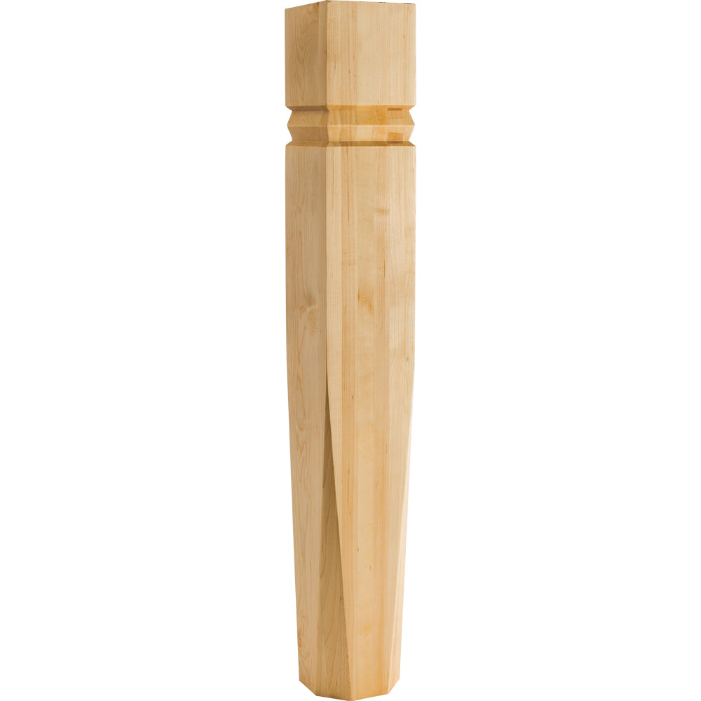 Modern Post with Double in.Vin. Grooves and Beveled Corners-Unfinished (Rubberwood)