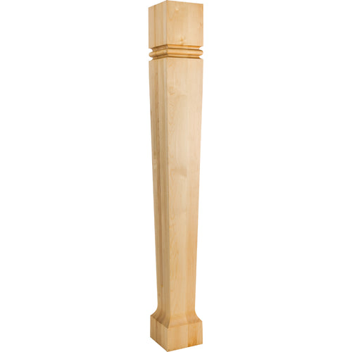 Modern Post with Bullnose Groove and taper to foot-Unfinished (Rubberwood)