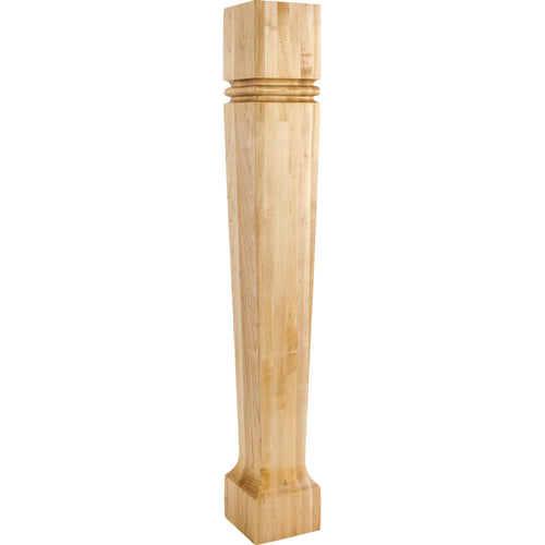 Modern Post with Bullnose Groove and taper to foot-Unfinished (Hard Maple)