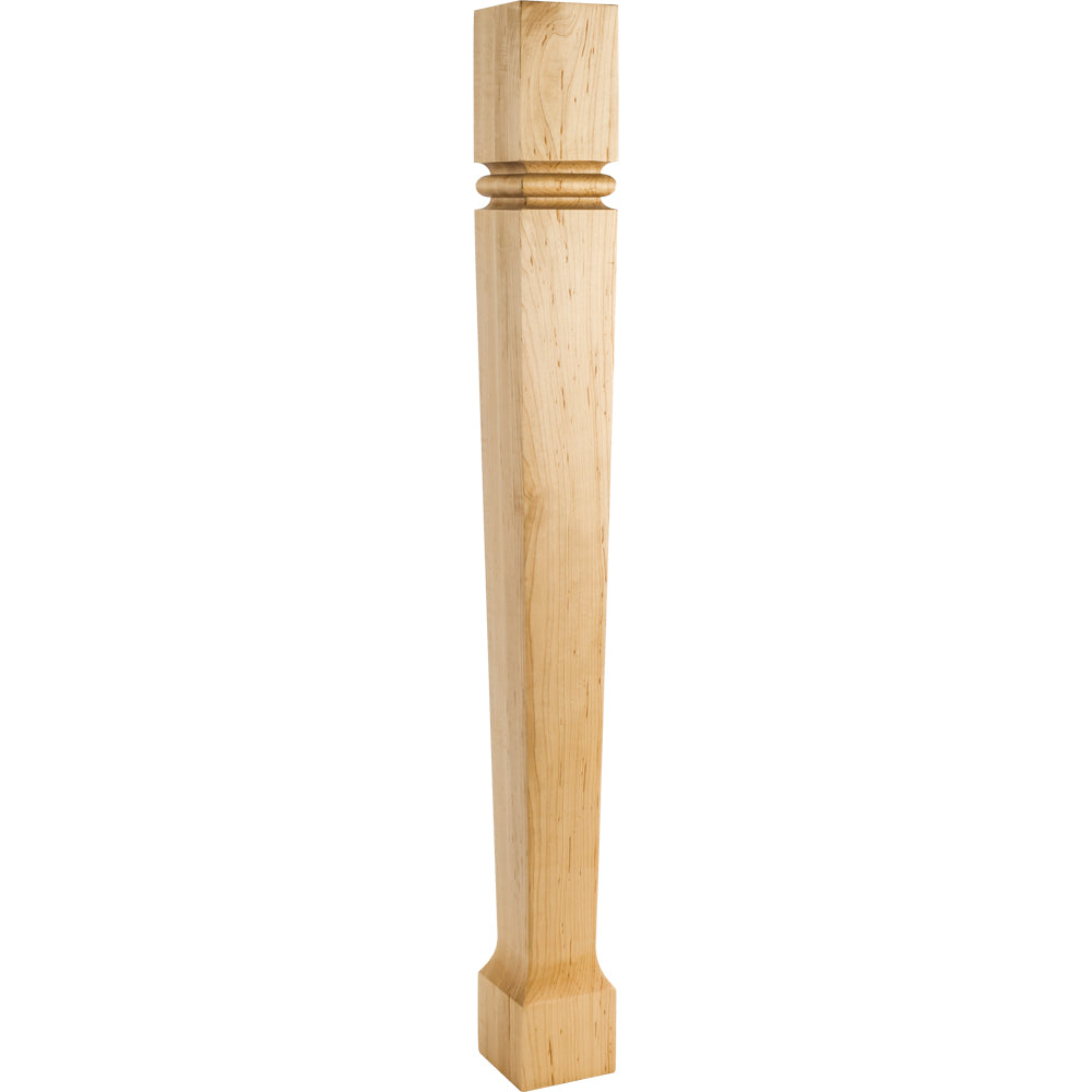 Modern Post with Bullnose Groove and taper to foot-Unfinished (Hard Maple)
