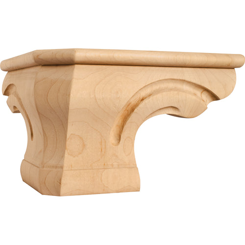 Rounded Corner Pedestal Foot with Bead -Unfinished (Hard Maple)