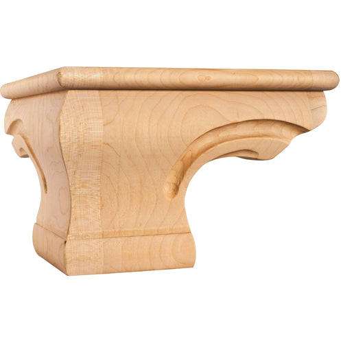 Rounded Corner Pedestal Foot with Bead -Unfinished (Oak)