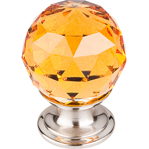 Amber Crystal Knob 1 1/8in. w/ Brushed Satin Nickel Base