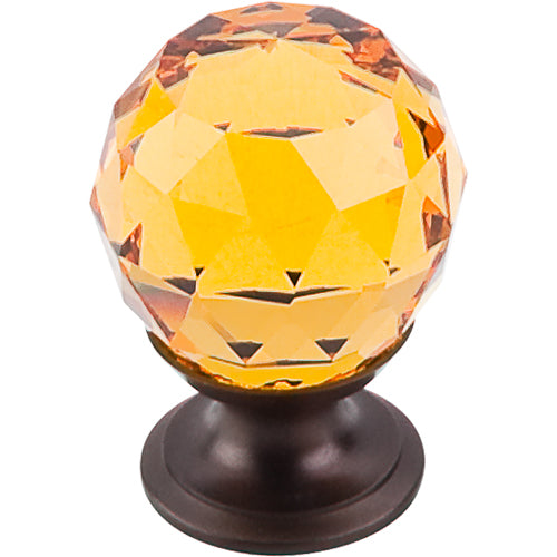 Amber Crystal Knob 1 1/8in. w/ Oil Rubbed Bronze Base