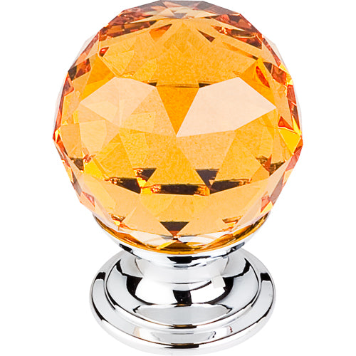 Amber Crystal Knob 1 1/8in. w/ Polished Chrome Base