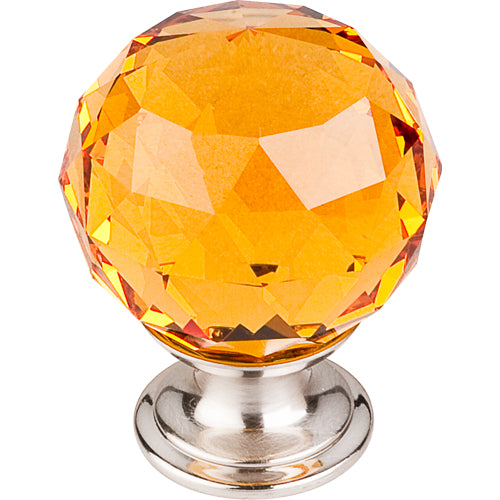 Amber Crystal Knob 1 3/8in. w/ Brushed Satin Nickel Base