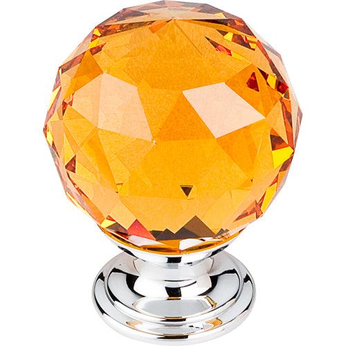 Amber Crystal Knob 1 3/8in. w/ Polished Chrome Base