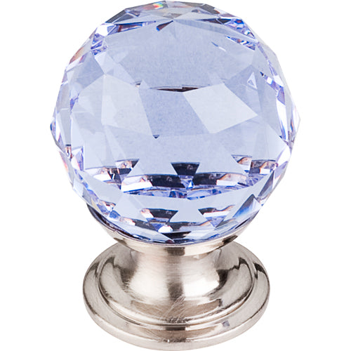 Light Blue Crystal Knob 1 1/8in. w/ Brushed Satin Nickel Base