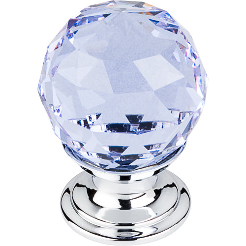 Light Blue Crystal Knob 1 1/8in. w/ Polished Chrome Base