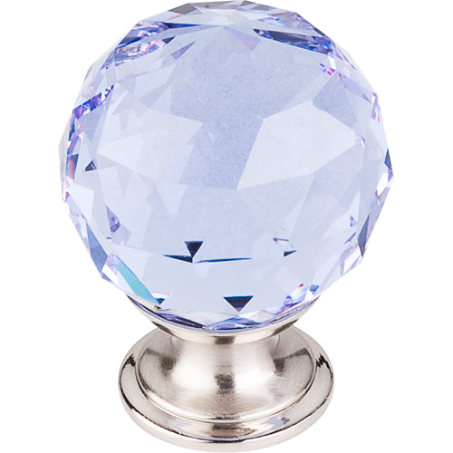 Light Blue Crystal Knob 1 3/8in. w/ Brushed Satin Nickel Base