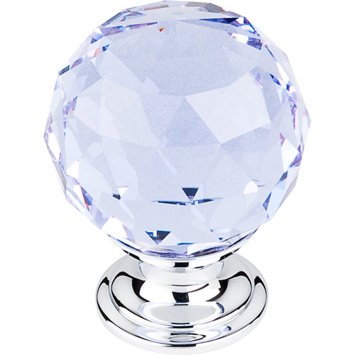 Light Blue Crystal Knob 1 3/8in. w/ Polished Chrome Base