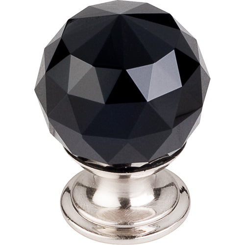 Black Crystal Knob 1 1/8in. w/ Brushed Satin Nickel Base