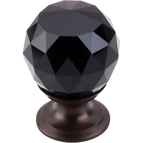 Black Crystal Knob 1 1/8in. w/ Oil Rubbed Bronze Base