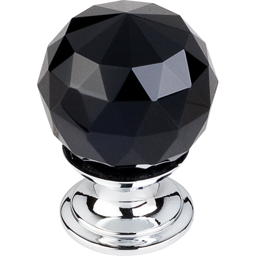 Black Crystal Knob 1 1/8in. w/ Polished Chrome Base