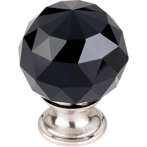 Black Crystal Knob 1 3/8in. w/ Brushed Satin Nickel Base