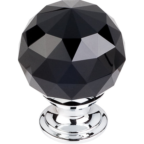 Black Crystal Knob 1 3/8in. w/ Polished Chrome Base