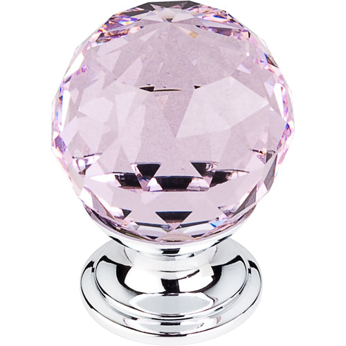 Pink Crystal Knob 1 1/8in. w/ Polished Chrome Base