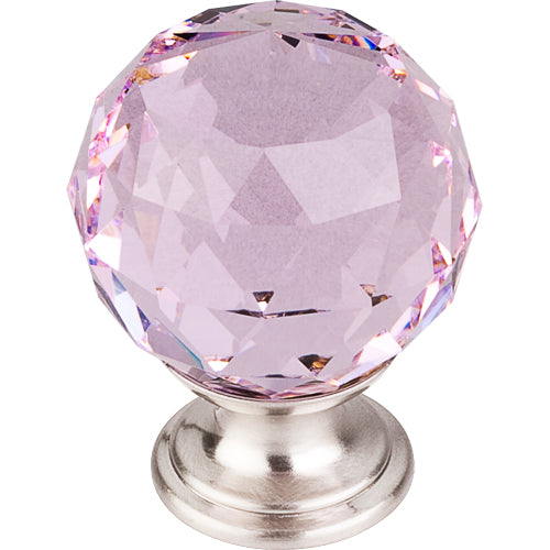 Pink Crystal Knob 1 3/8in. w/ Brushed Satin Nickel Base