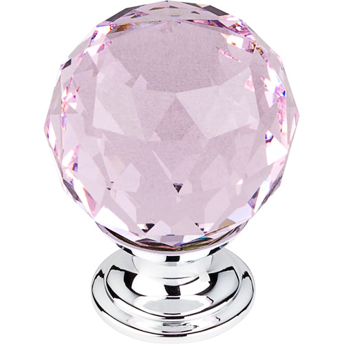 Pink Crystal Knob 1 3/8in. w/ Polished Chrome Base