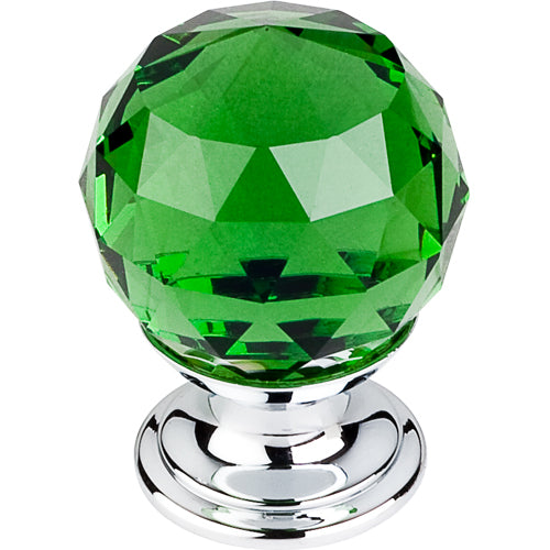Green Crystal Knob 1 1/8in. w/ Polished Chrome Base