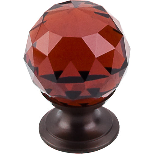 Wine Crystal Knob 1 1/8in. w/ Oil Rubbed Bronze Base