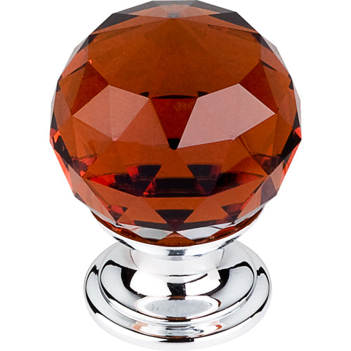 Wine Crystal Knob 1 1/8in. w/ Polished Chrome Base