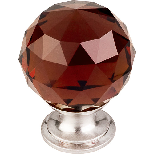 Wine Crystal Knob 1 3/8in. w/ Brushed Satin Nickel Base