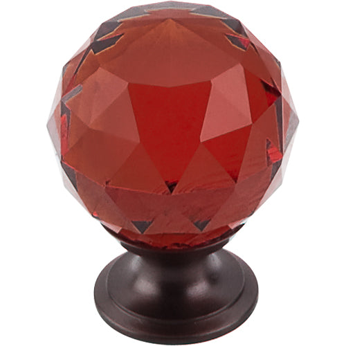 Wine Crystal Knob 1 3/8in. w/ Oil Rubbed Bronze Base
