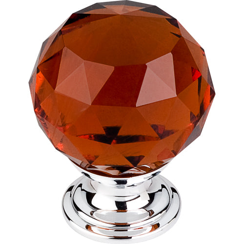 Wine Crystal Knob 1 3/8in. w/ Polished Chrome Base