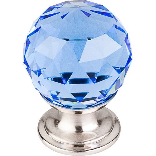 Blue Crystal Knob 1 1/8in. w/ Brushed Satin Nickel Base