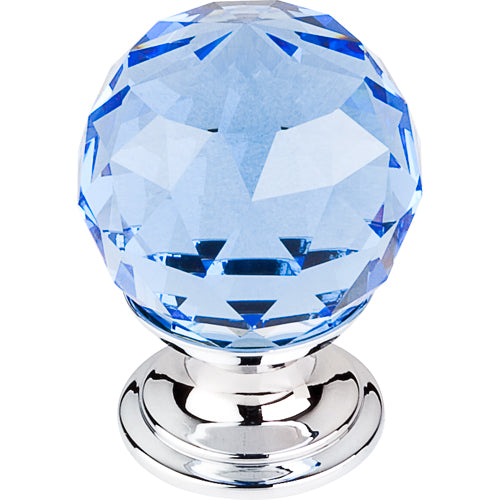 Blue Crystal Knob 1 1/8in. w/ Polished Chrome Base