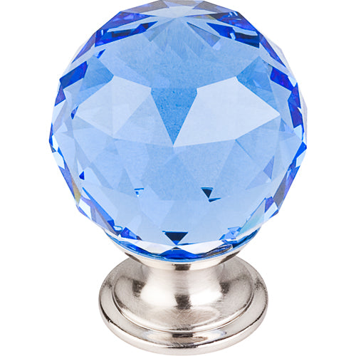 Blue Crystal Knob 1 3/8in. w/ Brushed Satin Nickel Base