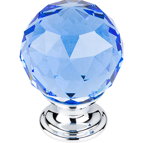 Blue Crystal Knob 1 3/8in. w/ Polished Chrome Base