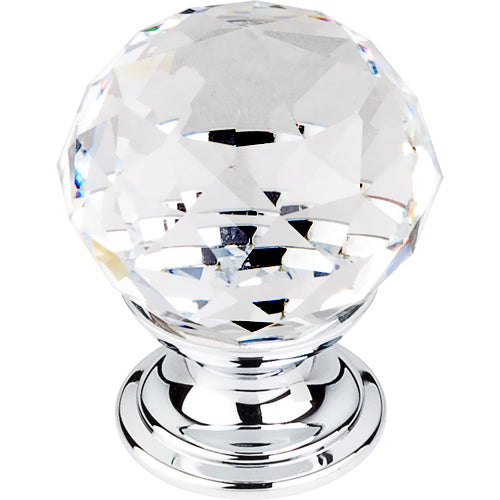 Clear Crystal Knob 1 1/8in. w/ Polished Chrome Base