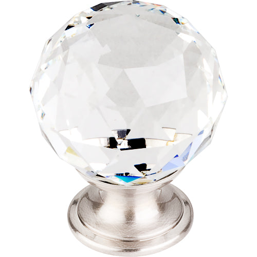 Clear Crystal Knob 1 3/8in. w/ Brushed Satin Nickel Base