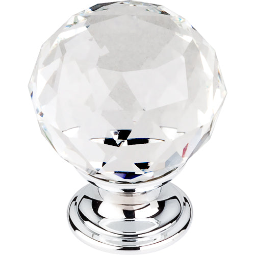 Clear Crystal Knob 1 3/8in. w/ Polished Chrome Base