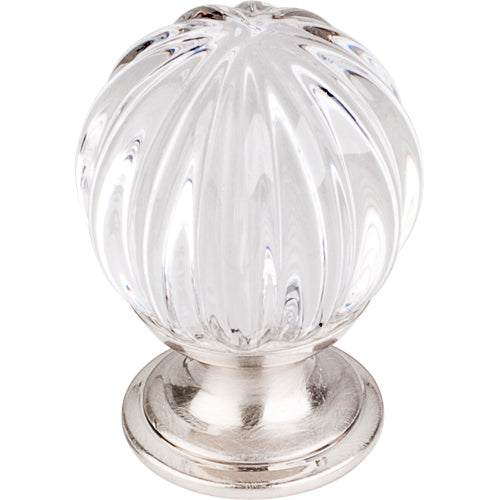 Clear Melon Crystal Knob 1 1/8in. w/ Brushed Satin Nickel Base