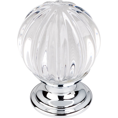 Clear Melon Crystal Knob 1 1/8in. w/ Polished Chrome Base